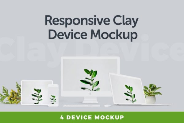 响应式网页设计效果预览设备普贤居精选样机 Responsive Clay Device Mockup 3.0