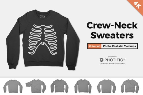 长袖收袖毛衣卫衣样机 Crew Neck Sweater &#8211; Apparel Mockups
