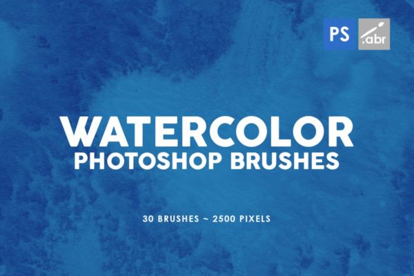 30款水彩绘画手工制作纹理肌理PS笔刷v3 30 Watercolor Texture Photoshop Brushes Vol. 3
