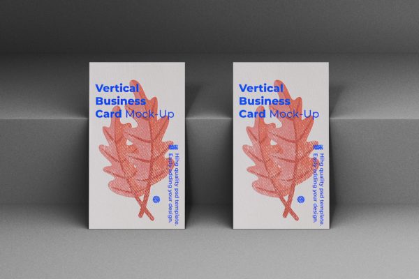 竖版企业名片设计立面效果图16设计网精选模板 Vertical Business Card Mock-Up Template