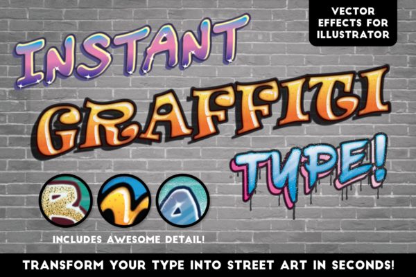 AI矢量设计街头涂鸦文字效果样式 I