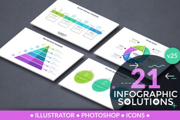 信息图表图形16图库精选素材包v25 Infographic Solutions. Part 25