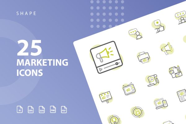 25枚市场营销主题矢量阴影16设计素材网精选图标 Marketing Shape Icons