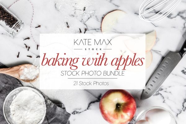烤苹果派厨房场景样机模板 Baking With Apples Stock Photo Bundl