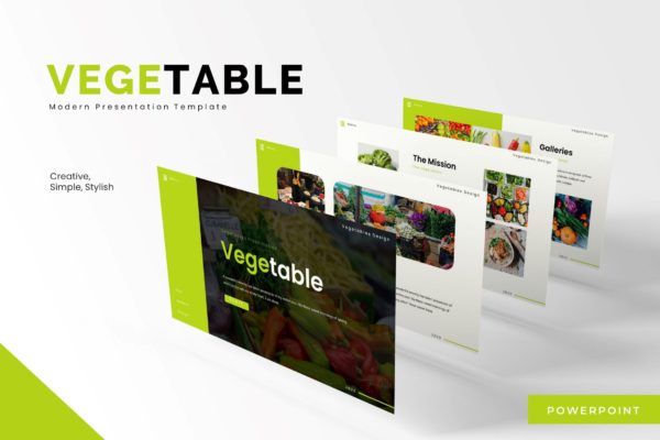 农产品/蔬果绿色食物主题PPT模板 Vegetable &#8211; Powerpoint Template