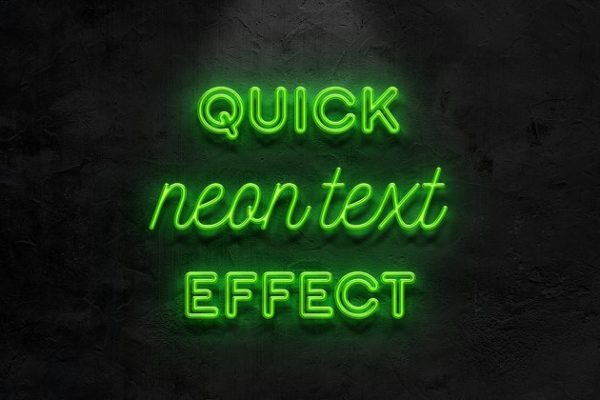 绿色逼真霓虹灯风格字体PS图层样式 Neon text effect