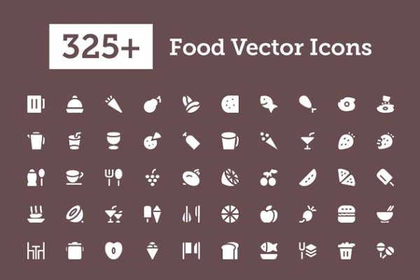 325+食物食品美食简餐矢量图标  325+ Food Vector Icons