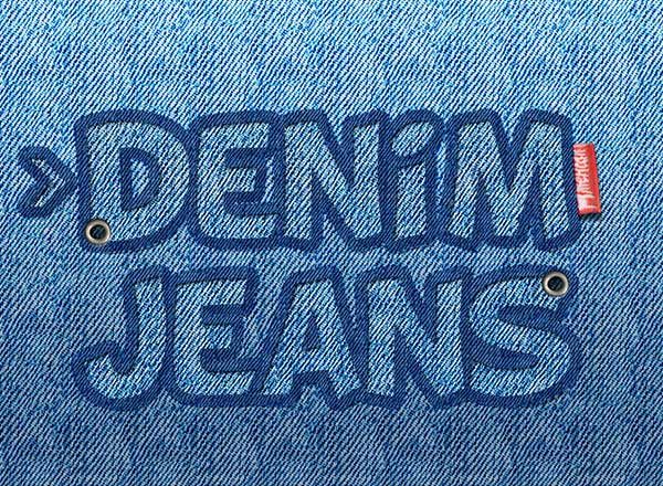 一个牛仔布绣字效果的PS模板 Free Jeans Text Photoshop Template [PSD]