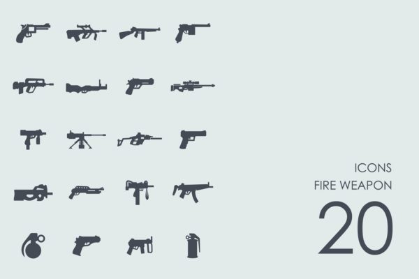 军用各式枪械武器图标 Fire weapon icons