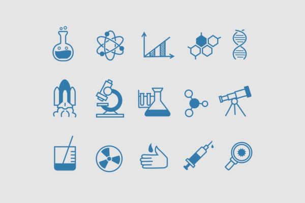 15枚自然科学涂鸦图标素材 15 Science Doodle Icons