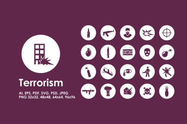 反恐反恐怖主义主题图标 Terrorism