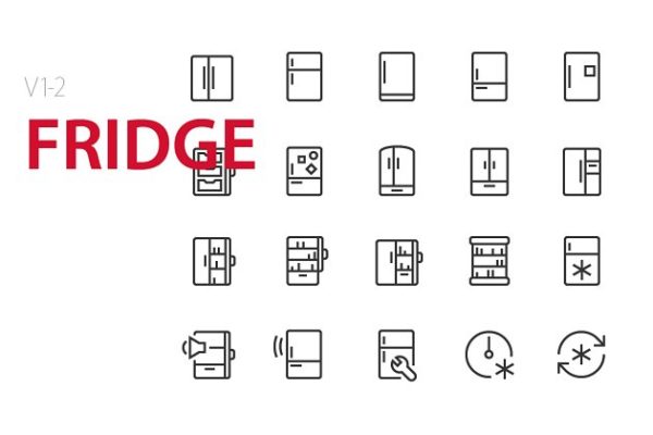 40枚冰箱图形图标素材 40  Fridge UI icons