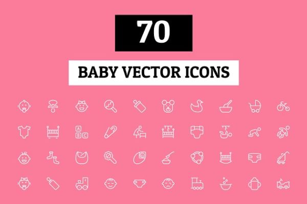 70枚婴儿育儿主题矢量图标 70 Baby Vector Icons