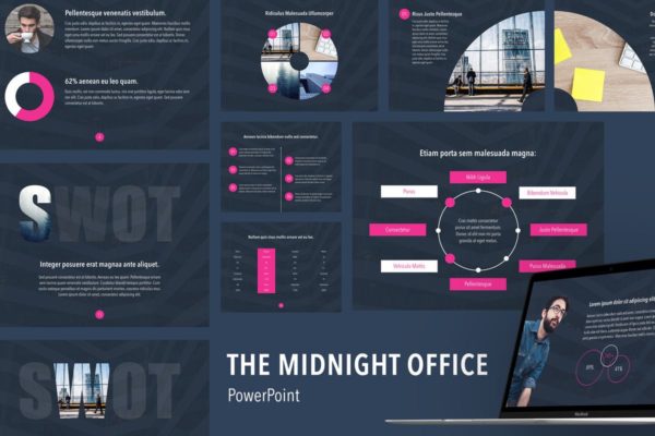 SWOT分析PPT模板下载 Midnight Office PowerPoint Template