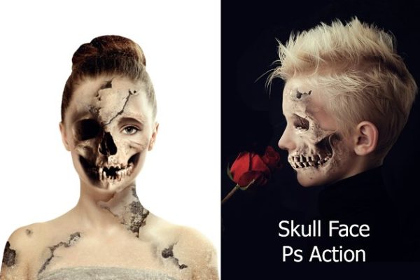 人像转恐怖骷髅头特效PS动作 Skull Face Ps Action