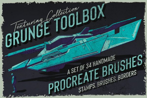 素描卡通3D渲染笔刷 Grunge Toolbox Procreate Brushes