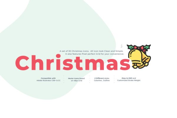 30枚圣诞派对主题彩色图标合集 30 Christmas Party Icon Set