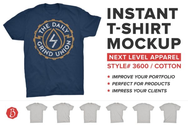 纯棉男士T恤样机模板 Next Level Cotton T-Shirt Mockups