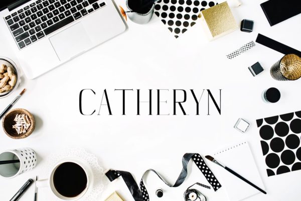独特现代设计风格英文衬线字体家族 Catheryn Serif 4 Font Family Pack