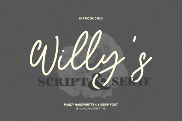 英文手写字体&amp;印刷版式设计衬线字体二重奏组合字体 Willys Script Serif Font