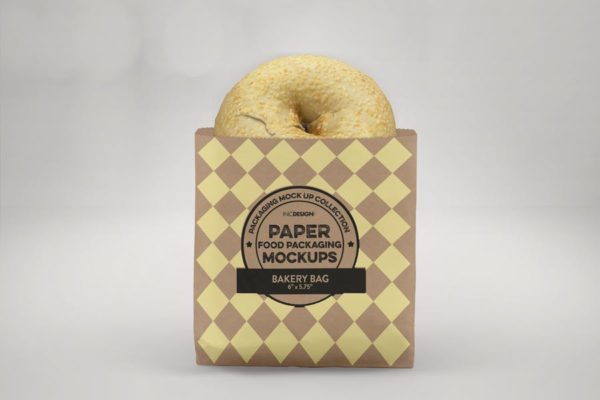 面包外带包装纸袋设计图16设计网精选 Flat Bakery Bag Packaging Mockup