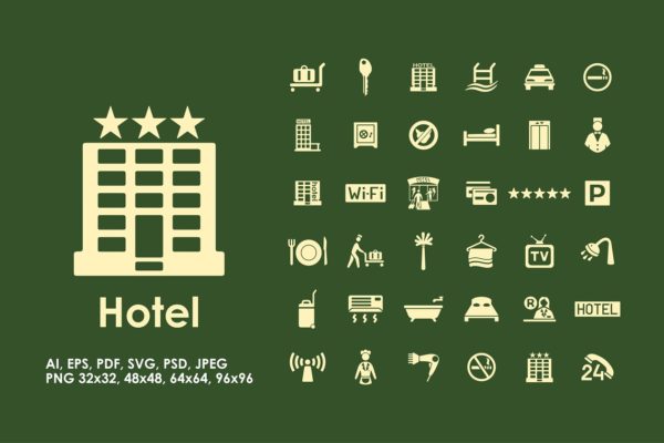 36枚酒店住宿主题图标 36 hotel icons