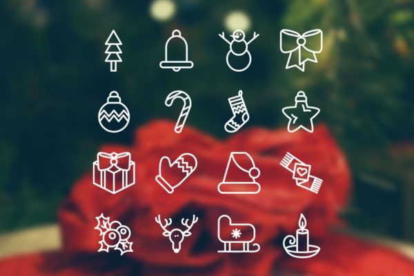 16枚圣诞节节日主题矢量图标素材 Christmas 16 Icons Set