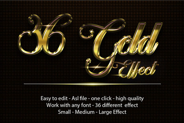 36款逼真黄金字体的PS图层样式下载 36 Gold Effect [psd]
