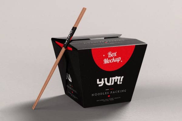 即食面条包装盒设计效果图样机模板 Noodles Pack Box Mock-Up