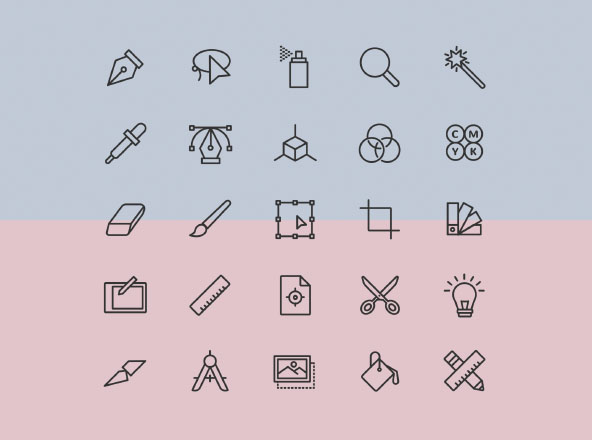 25枚简单图形设计矢量图标 25 Simple Graphic Design Icons