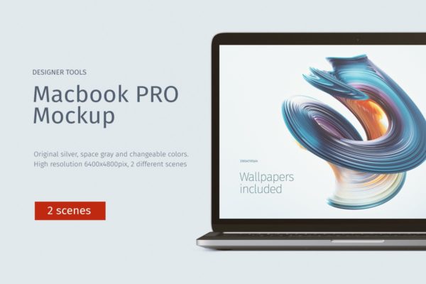 Macbook PRO电脑UI展示样机模板 Macbook PRO Mockup Front &amp; Top views