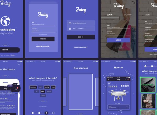 时尚大气电商应用 UI 套件 Juicy An e-commerce mobile UI Kit built for Sketch [for Sketch]