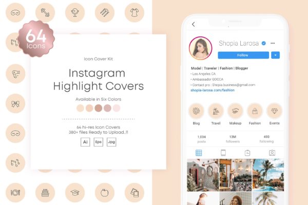 Instagram品牌故事封面设计矢量图标素材包 Instagram stories Highlights Covers Icon Kit