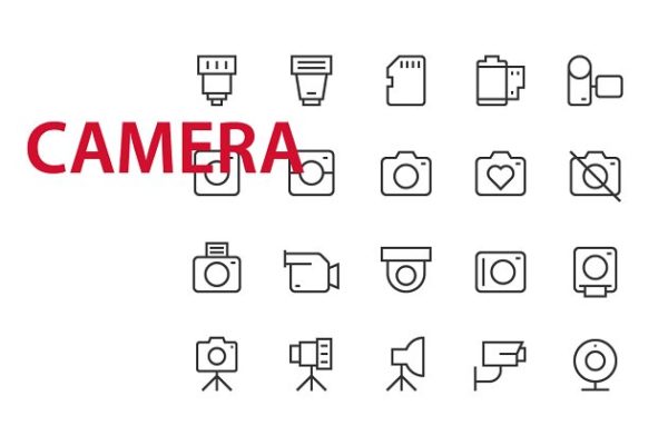 20枚摄影摄像相关UI图标素材 20 Camera UI icons