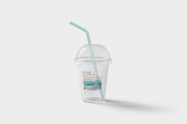透明塑料冰淇淋杯外观设计样机模板 Transparent Plastic Ice Cream Cup Mockups