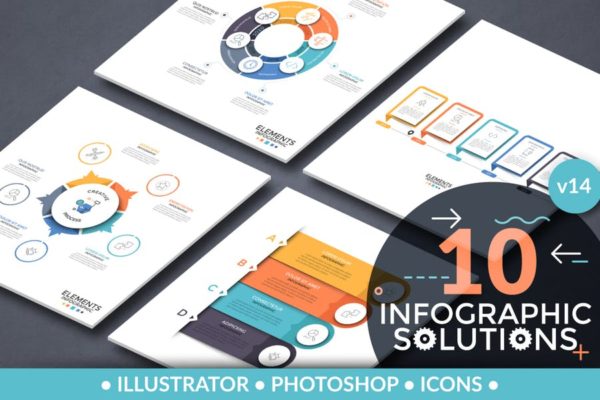 数据统计分析类幻灯片设计信息图表素材v14 Infographic Solutions. Part 14