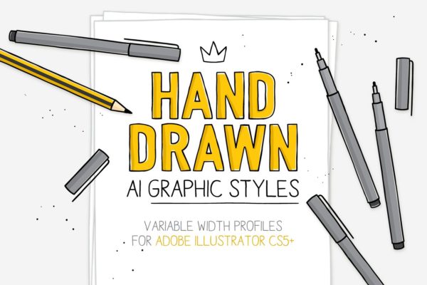 20个精心手工制作的图形风格+4个飞溅AI笔刷 Hand-drawn AI styles &amp; brushes