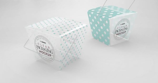 透明面条包装盒设计效果图样机 Clear Noodle Boxes Packaging Mockup