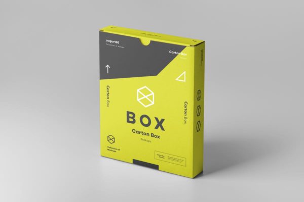 扁平产品包装纸箱盒子设计样机 Flat Carton Box Mockup