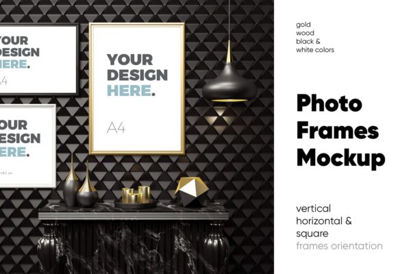 版画/海报/照片/艺术品展示样机16设计网精选模板v3 Photo Frames Mockup