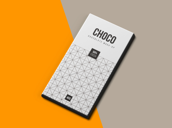 巧克力条包装纸设计样机模板 Choco