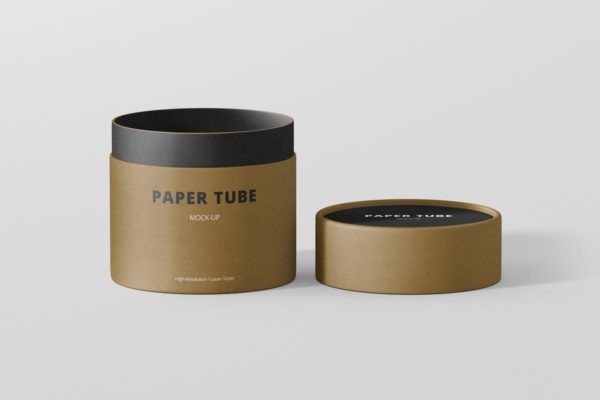 茶叶/咖啡小纸筒包装设计样机模板 Paper Tube Packaging Mock-Up &#8211; Small