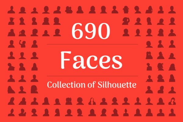 690枚形形色色人物剪影图标 690 Face Silhouette