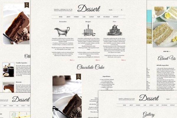 复古风格甜点品牌网站PSD模板 Dessert Retro psd files website