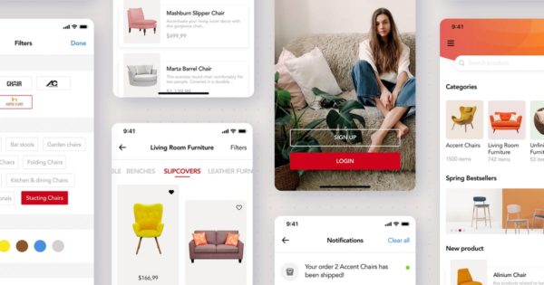 在线家具商城APP应用UI设计素材中国精选模板 Furniture Store App Template