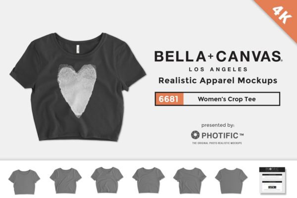 女士短款T恤样机模板 Bella Canvas 6681 Women&#8217;s Crop Tee