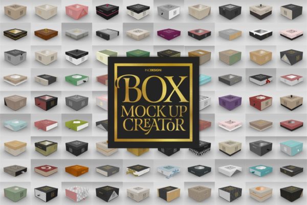 超级礼品盒包装盒样机合集 Box Mockup Creator &#8211; Square Box Edition