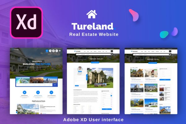 房地产业务网站设计XD模板 Best Real Estate Adobe XD Template