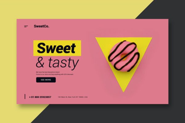 甜食糕点网站着陆页设计素材中国精选模板 Sweet &amp; Tasty &#8211; Landing Page