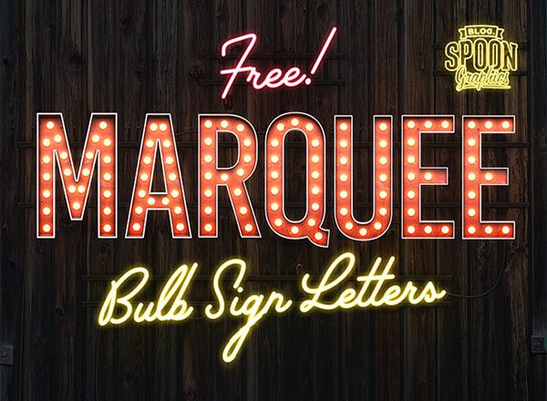 复古灯泡标志字母 Free Pack of Vintage Style Marquee Bulb Sign Letters